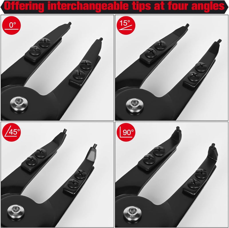 Inchoco Snap Ring Pliers Set Heavy Duty - 2 PCS Large Heavy Duty Snap Ring Circlip Pliers ，16" Internal External Circlip Pliers Set with 45° 90° Tips - Image 5